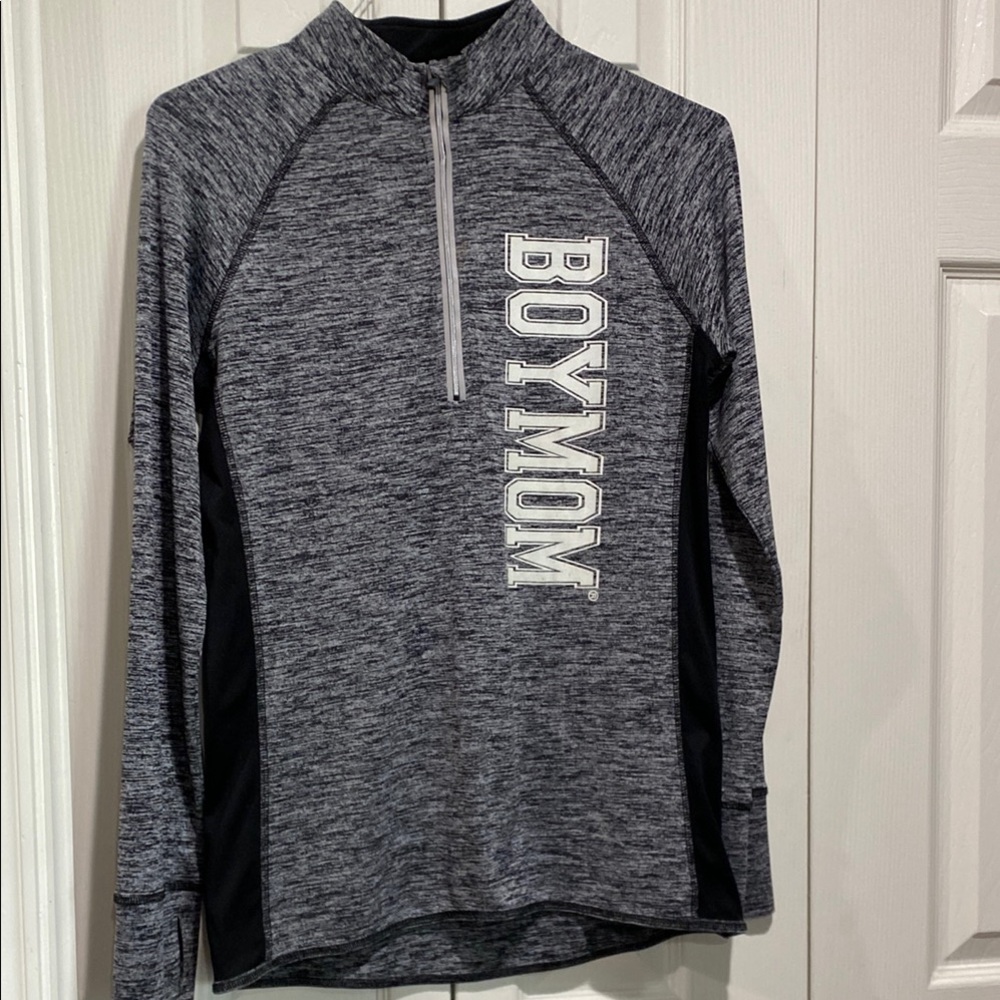 Gray and Black Boymom Women's Athletic Pullover